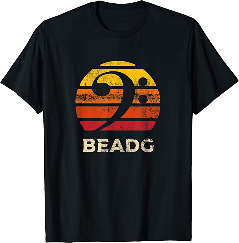 BEADG Vintage Bass Clef Sunset Bassist 5 String Player Gifts T-Shirt