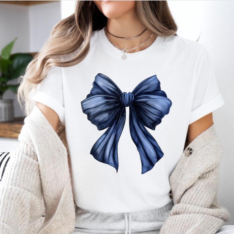 Coquette Blue Bow Sweatshirt, Trendy Cherry Tee, Soft Girl Era, Aesthetic, Girly, Social Club, Coquette shirt, Cotton Crew Neck Shirt, Full Sizes, Full Colors