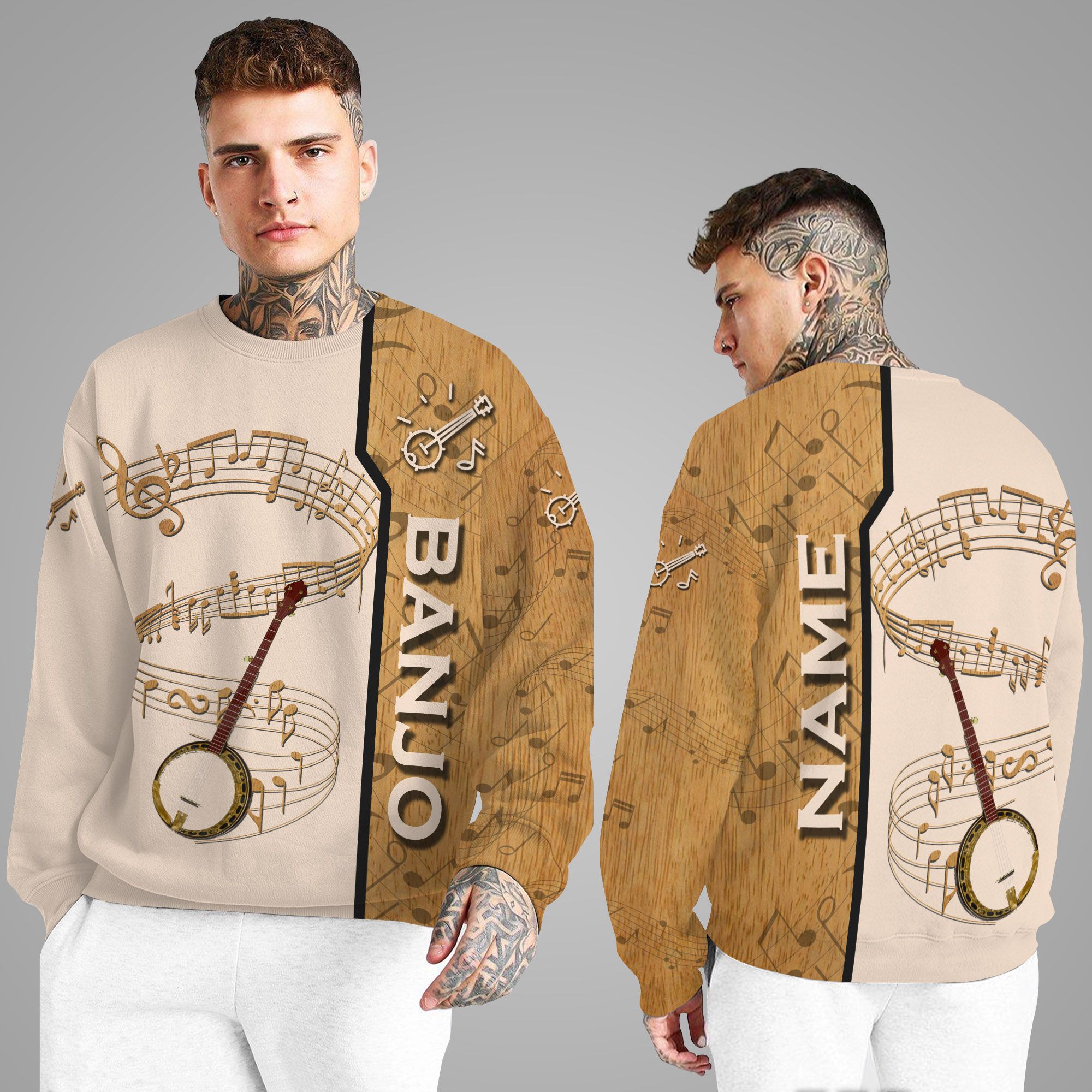 Banjo Music Custom Name 3D Long Sleeve Shirt For Banjo Lovers