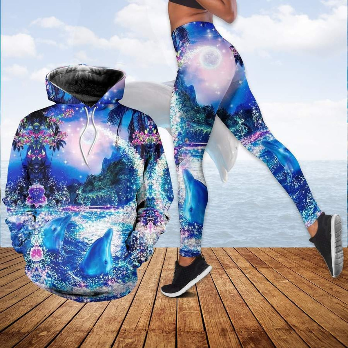 Dolphins Nature Legging Hoodie, Dolphins Lover Legging Hoodie