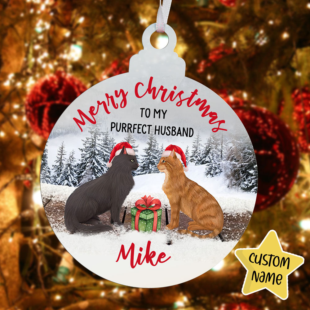 Personalized Cats Christmas Ornament For Him