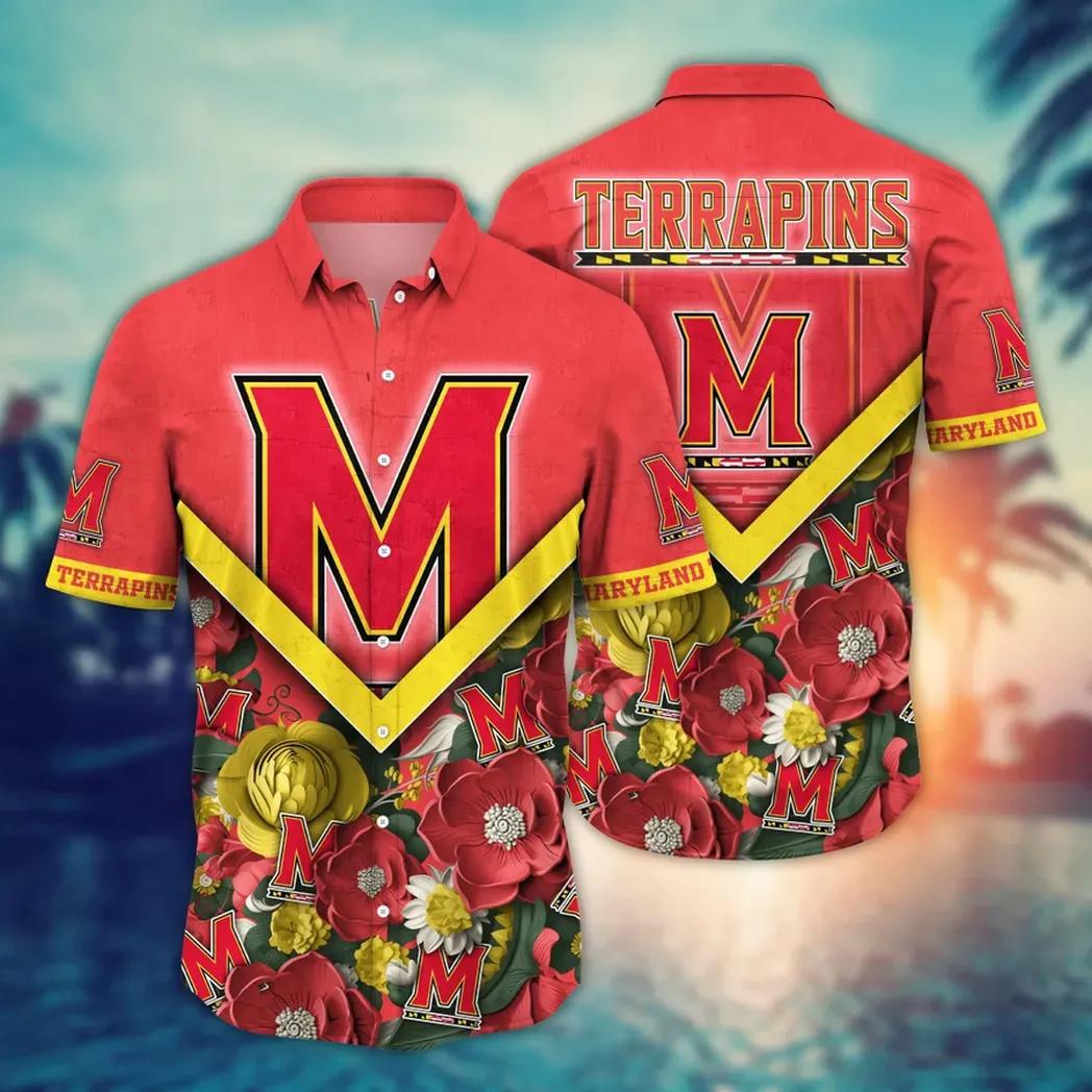 Maryland Terrapins Ncaa Flower Aloha Hawaiian Shirt 4, Ncaa Hawaiian Shirt