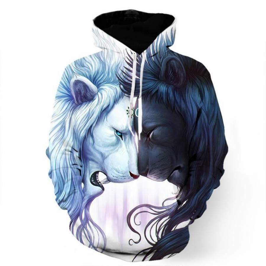 Yin And Yang Lion Sweatshirt/ Hoodie Unisex 3D All Over Print