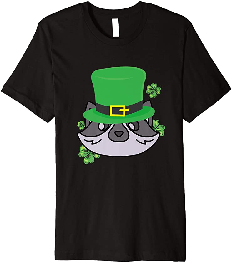 St.Patrick’s Day Raccoon Shamrock Animal Premium T-Shirt