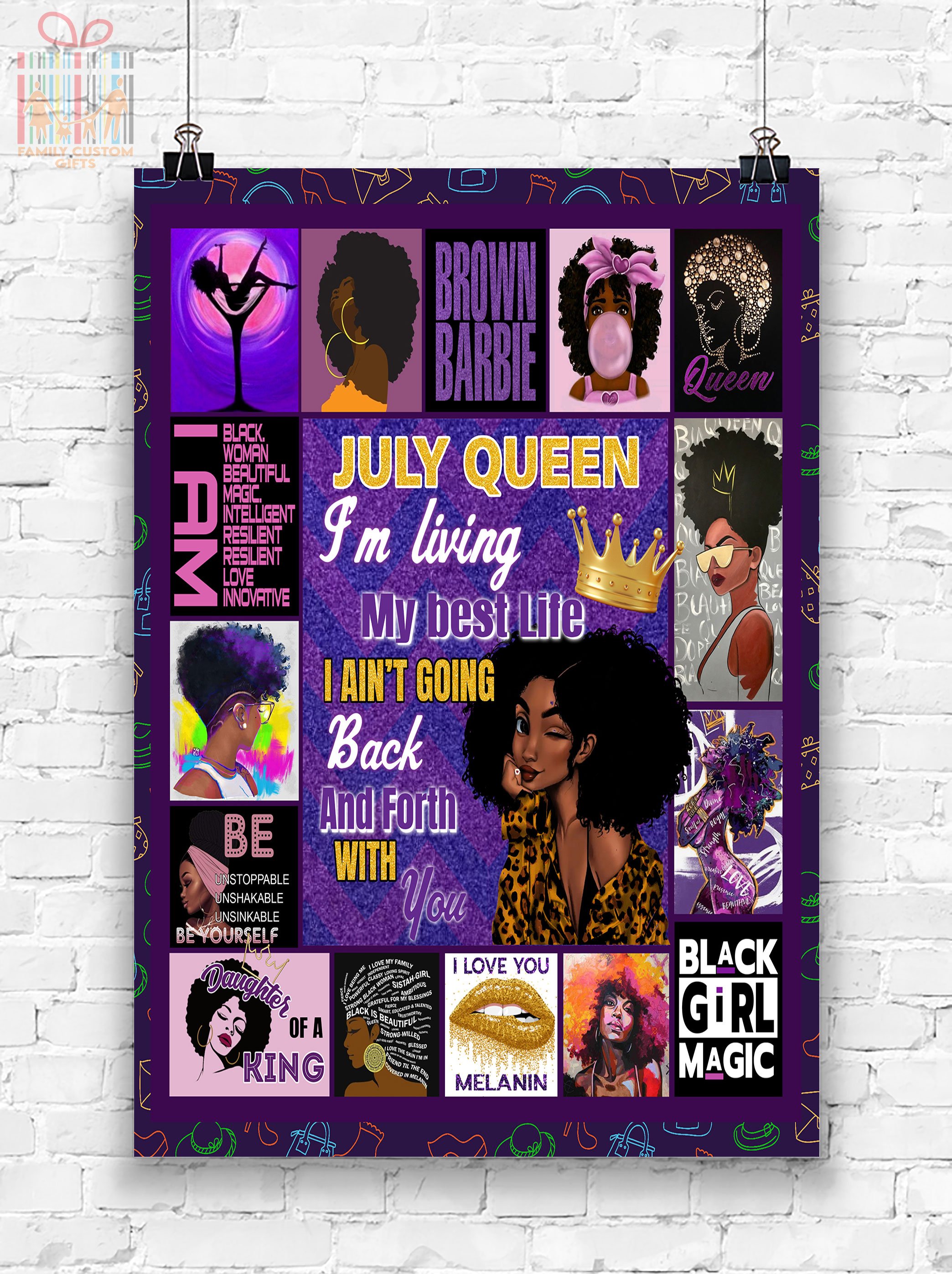 Custom Poster Prints American Black Girl Magic Personalized Gifts Wall Art – Gift for Girls Women – Poster