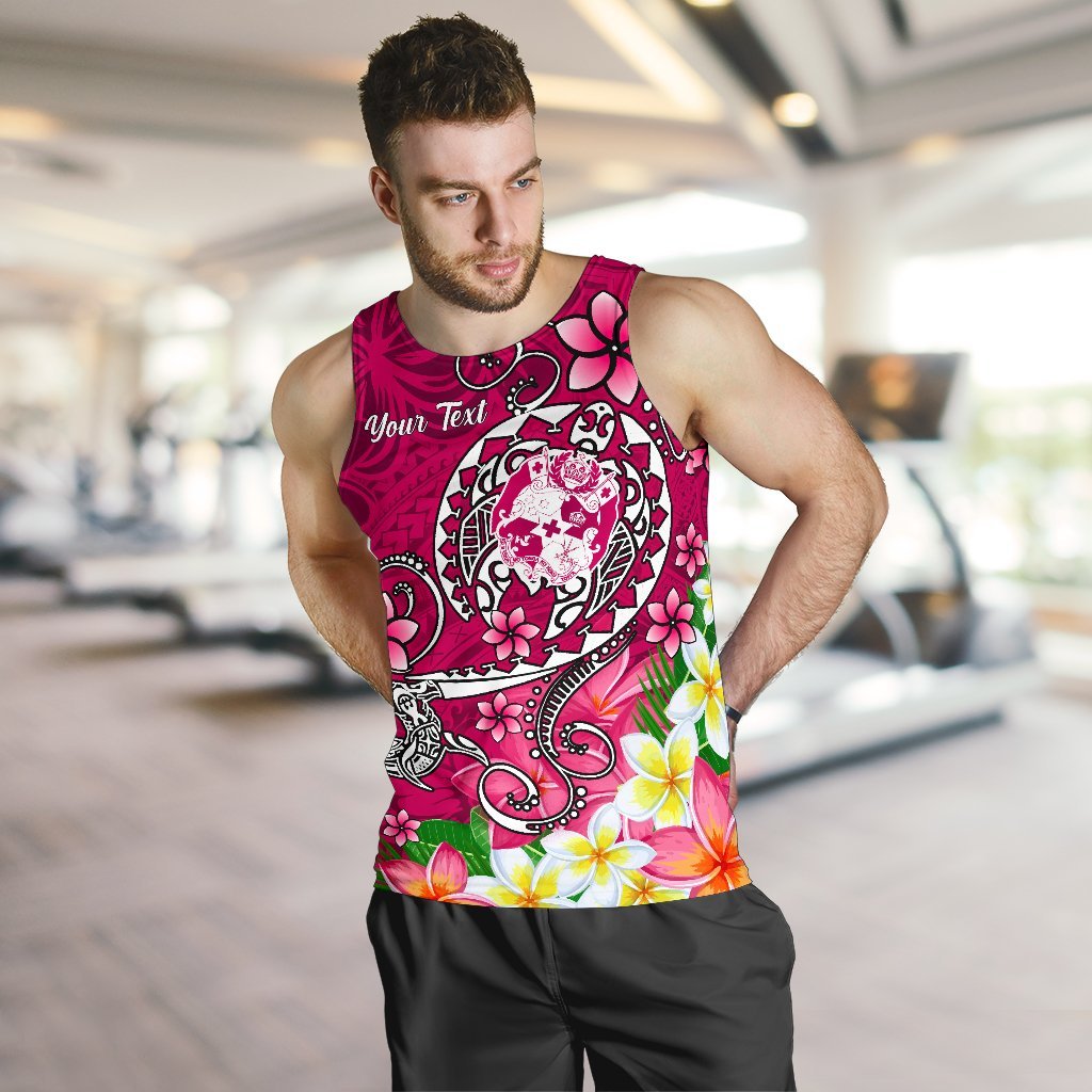 Tonga Custom Personalised Men’s Tank Top – Turtle Plumeria (Pink) – BN18