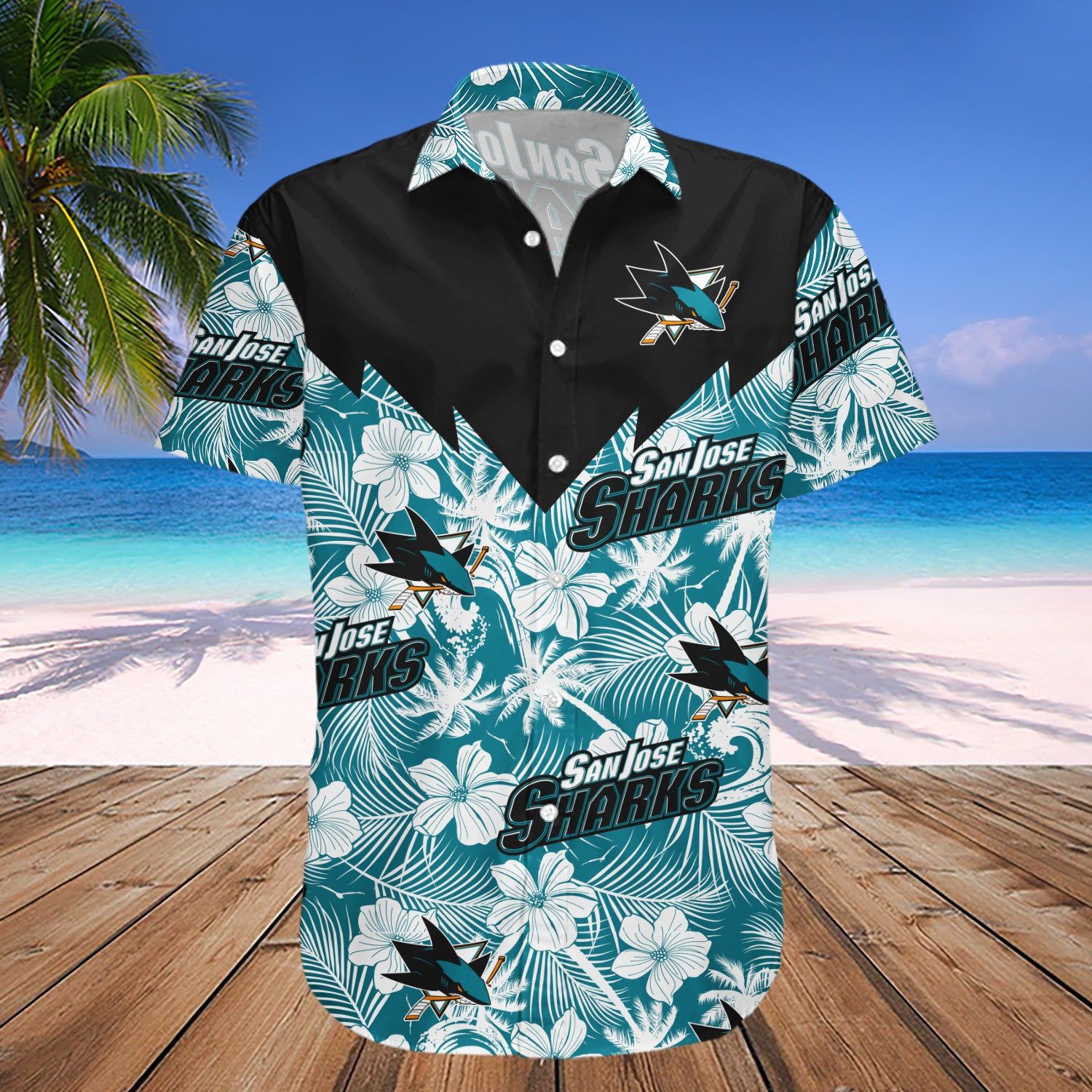 San Jose Sharks Hawaii Shirt Tropical Seamless- Nhl