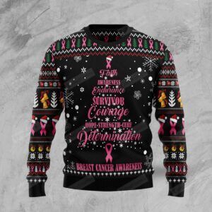 Breast Cancer Christmas Tree Ugly Christmas Sweater, All Over Print Sweatshirt