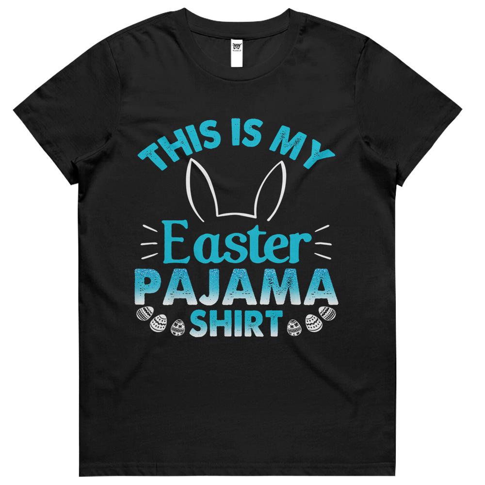 Lovely Bunny Rabbit Face This Is My Easter Pajama Shirt Womens Tshirts