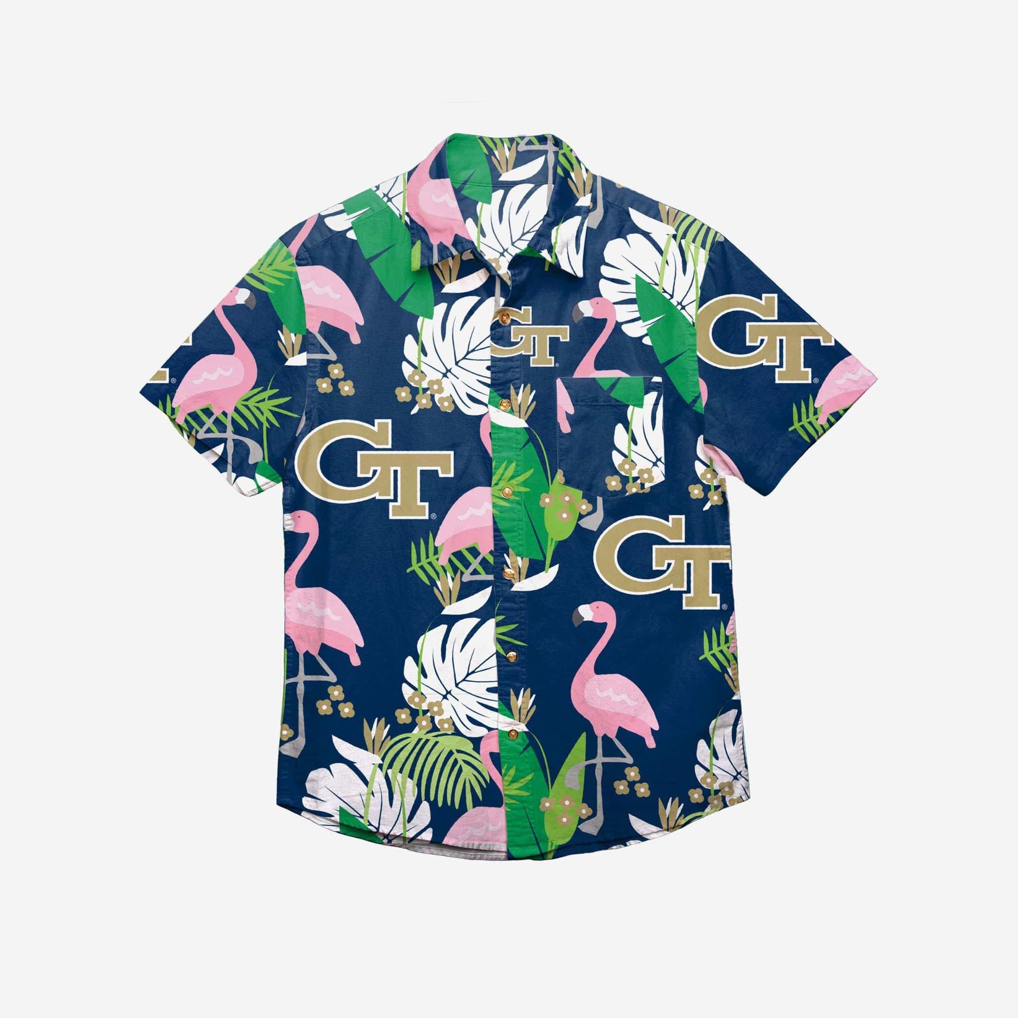 Georgia Tech Yellow Jackets Floral Button Up Hawaii Shirt Ha88628