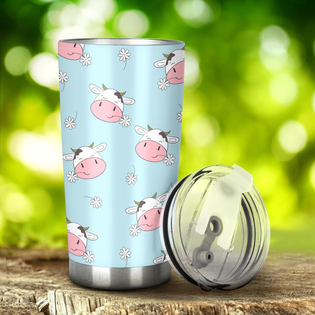 Cute Cow Flower Pattern Tumbler