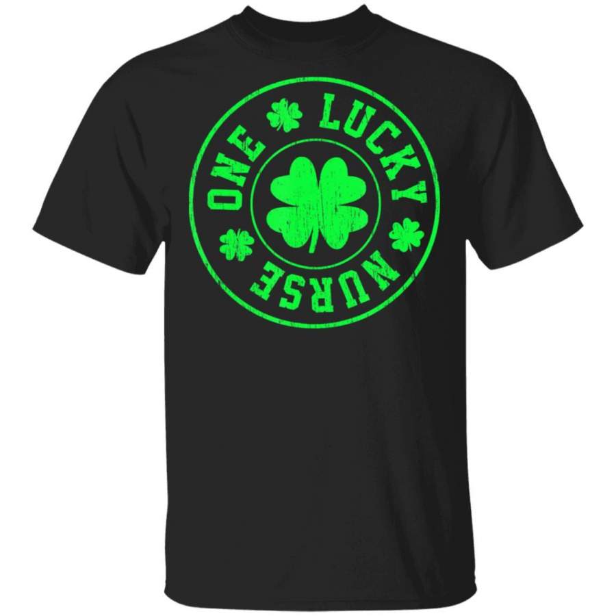 Vintage One Lucky nurse shamrock for st. patrick’s day green T Shirt Saint Paddys Patricks Tshirt Lucky Shirts Drink Green Beer Irish Gifts Funny Tee