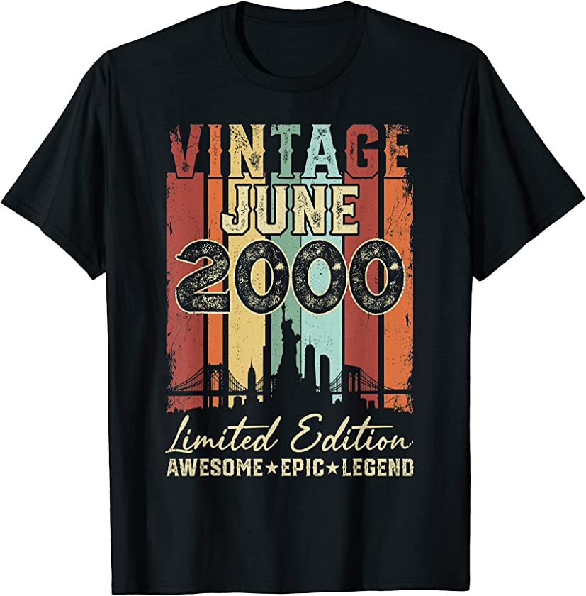 Vintage June 2000 21st Birthday Decorations 21 Years Old T-Shirt