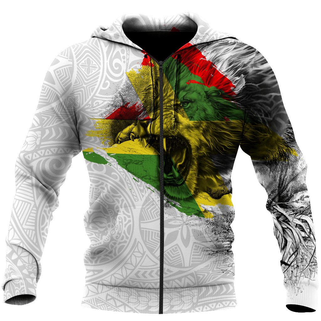 Jamaica Lion Roar 3D Zip Up Hoodie Shirt For Men And Women