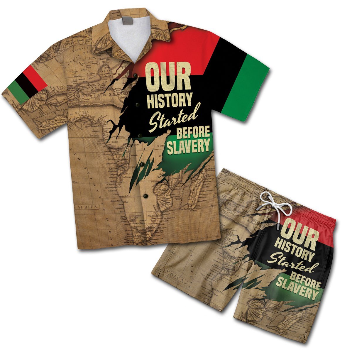 Power African Map Hawaiian Shirt And Shorts Set