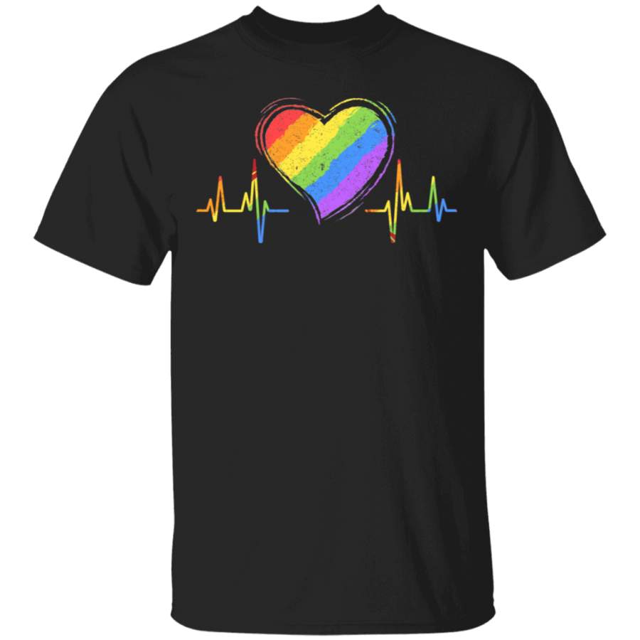 LGBT Rainbow Heartbeat T-shirt Gay and Lesbian Pride