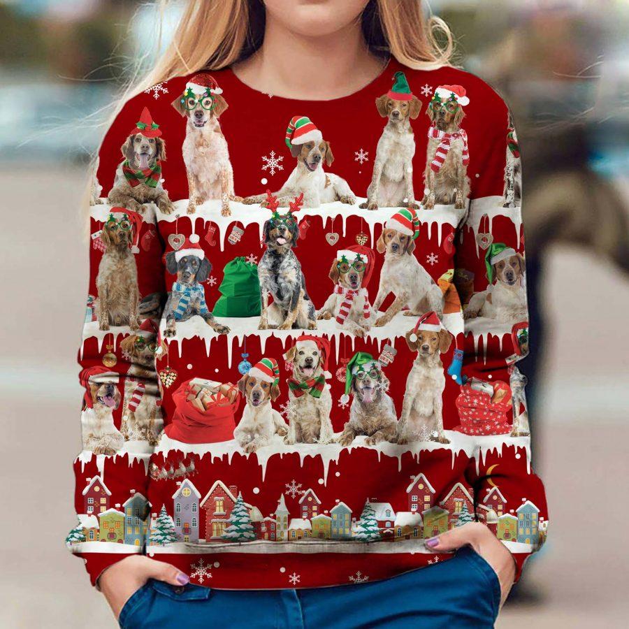 Brittany – Snow Christmas – Premium Dog Christmas Ugly Sweatshirt, Dog Ugly Sweater