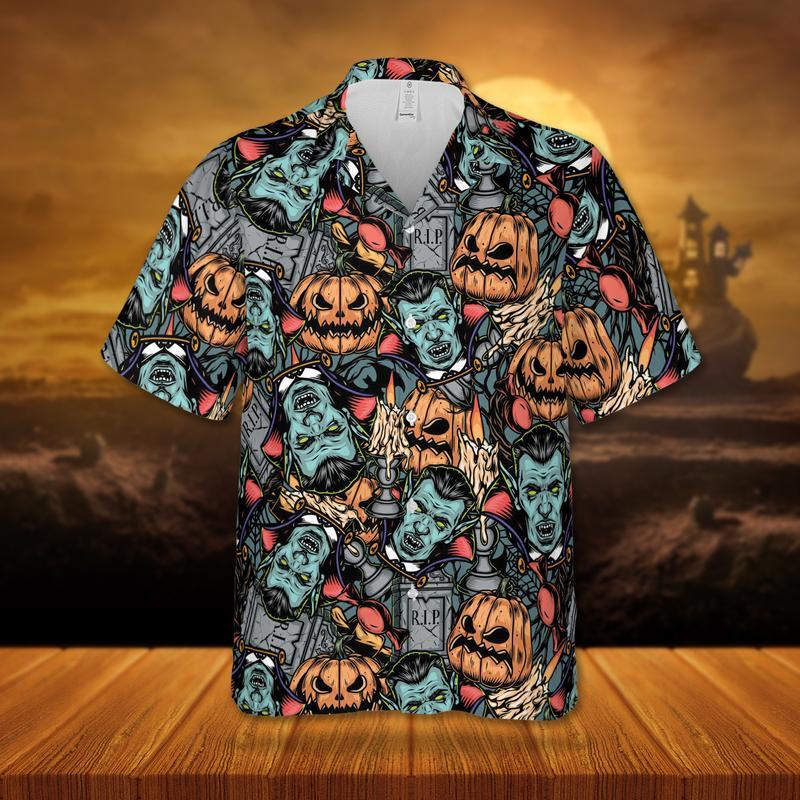 Vampire & Pumpkinn Halloween Hawaiian Shirt | For Men & Women | Adult | Hw9234