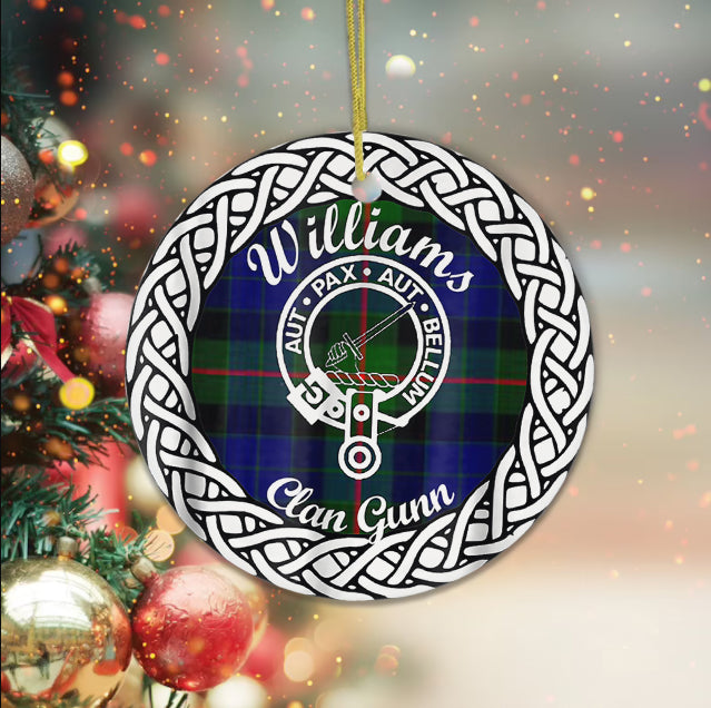 Williams Scottish Clan Tartan Crest Badge Plaid Ornament Gift. Christmas Tree Ornament Tartan Ornament Great Christmas Ornaments Gift