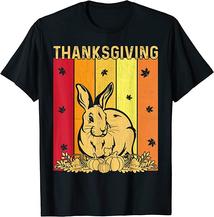 Thanksgiving Retro Rabbit Matching Family Pajamas T-Shirt