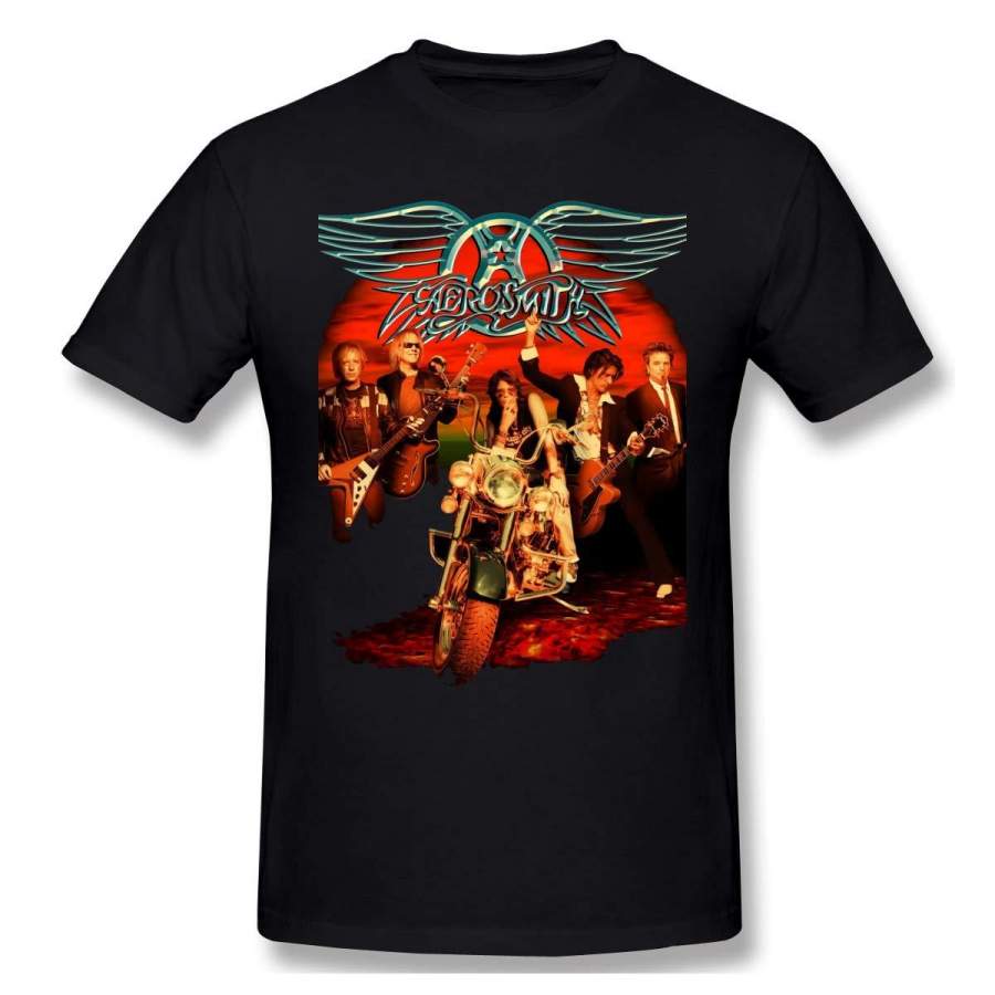 Aerosmith Poster Comfortable Men Tops Short Sleeve Tshirts Black