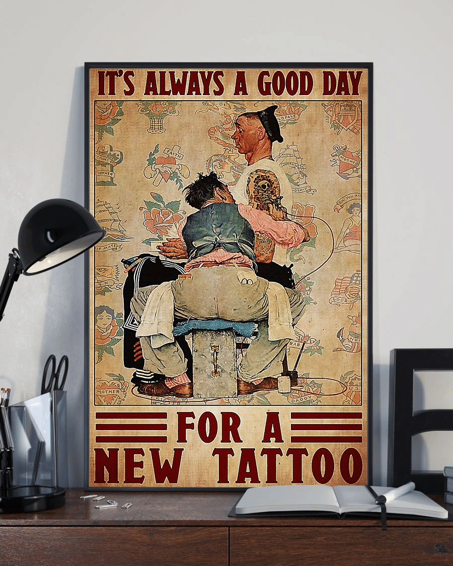 Tattooed Man Poster Canvas – Its Always A Good Day For New Tattoo Vintage Home Decor Wall Art Evg80706