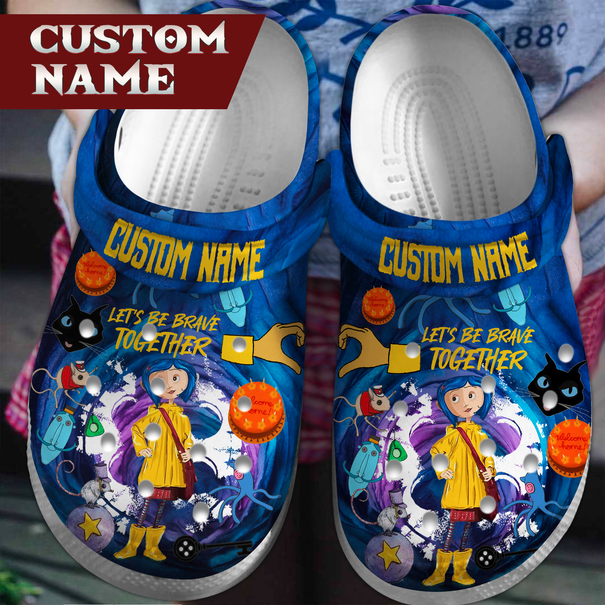 Coraline Cartoon Crocs Crocband Clogs Shoes Comfortable For Men Women and Kids 3