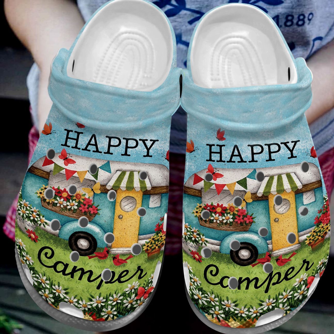 Camping Personalize Clog, Custom Name, Text, Fashion Style For Women, Men, Kid, Print 3D Happy Camper