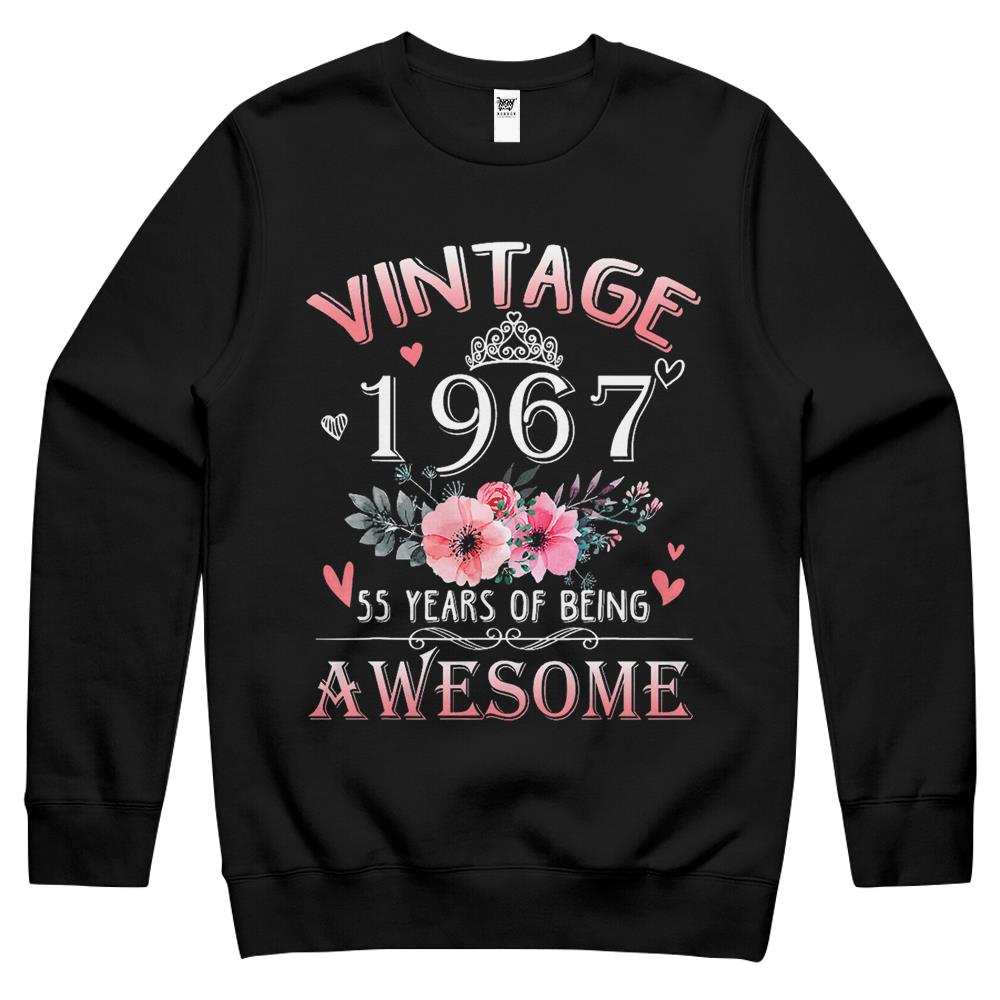 55 Year Old Made In Vintage 1967 55Th Birthday Gifts Women Crewneck Sweatshirt