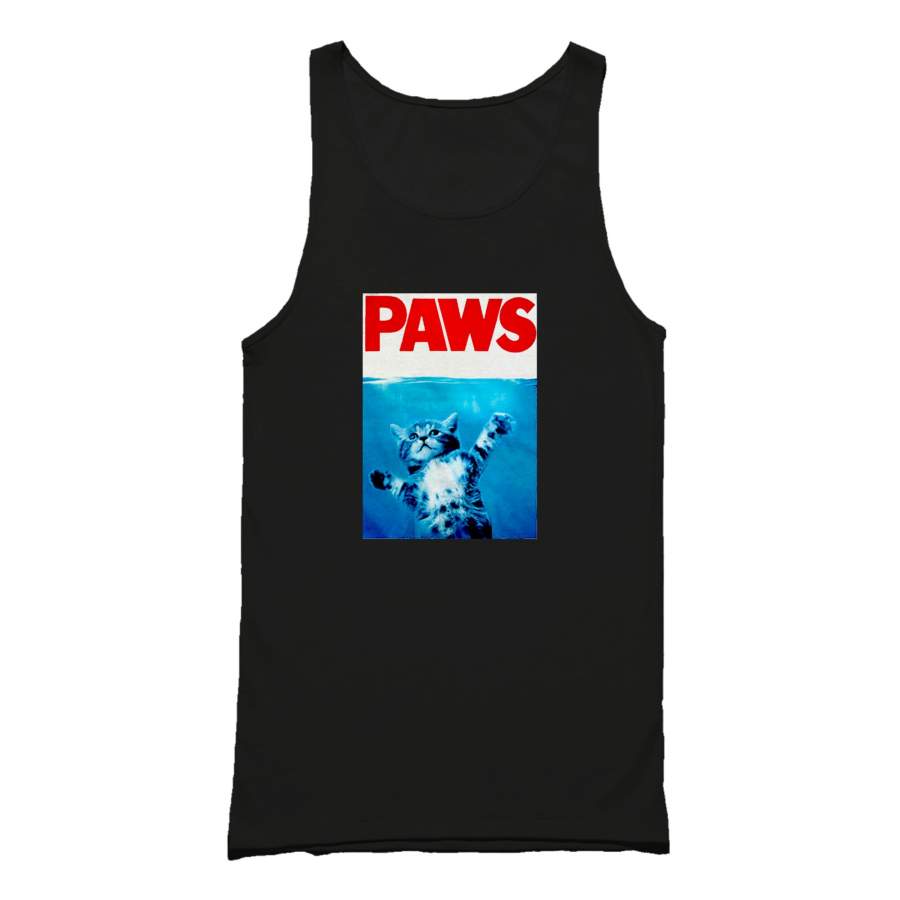 Paws Jaws Movie Kitten Kitty Funny Cute Cat Shark Gift For Him Tank Top