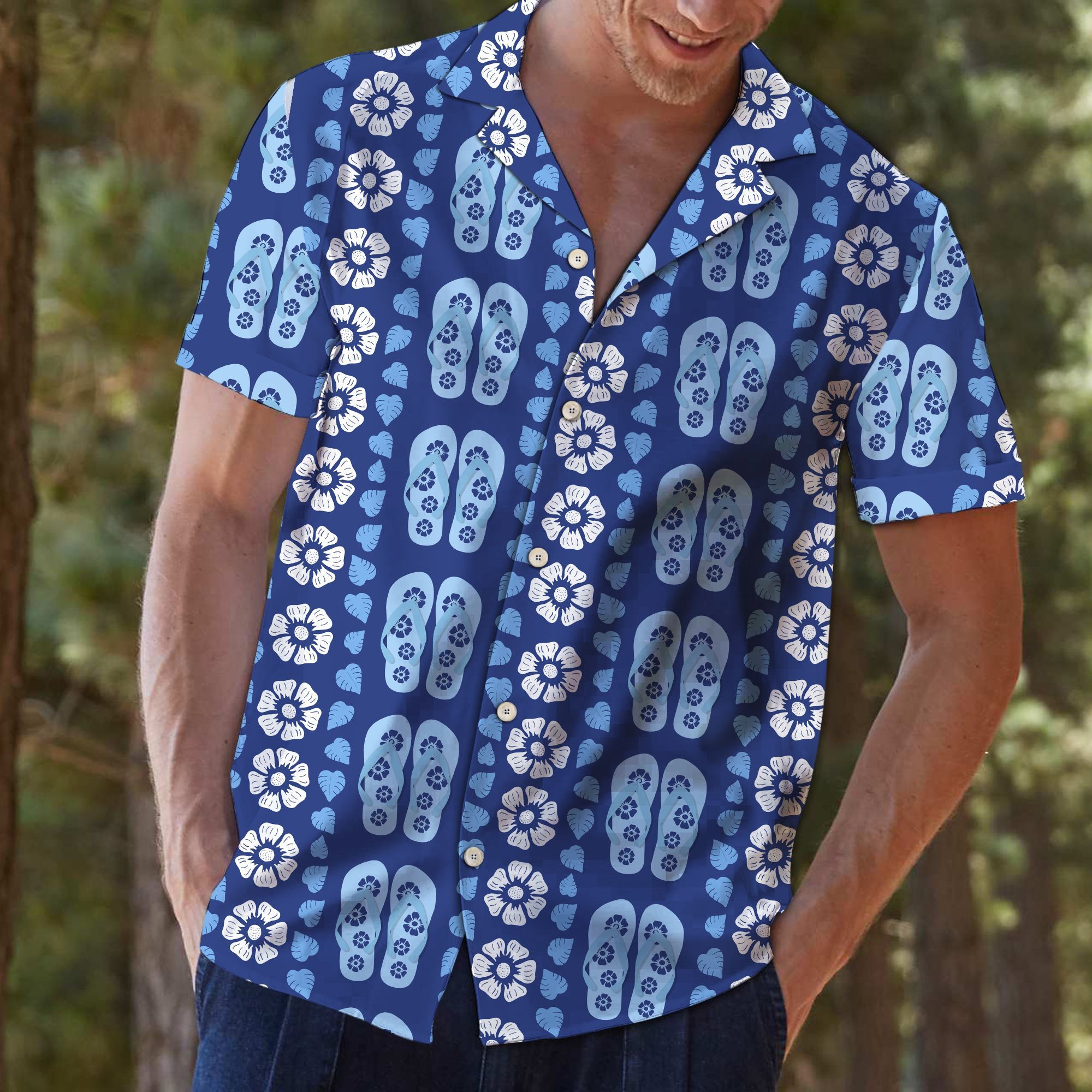 Blue Floral Hawaii Shirt For Hawaii Aloha Ha54399