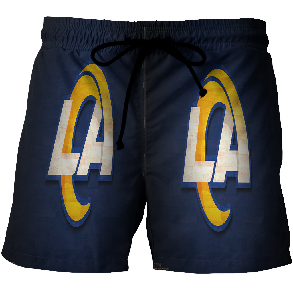 Los Angeles Rams Yellow White La Wood 3D All Over Print Summer Beach Hawaiian Short