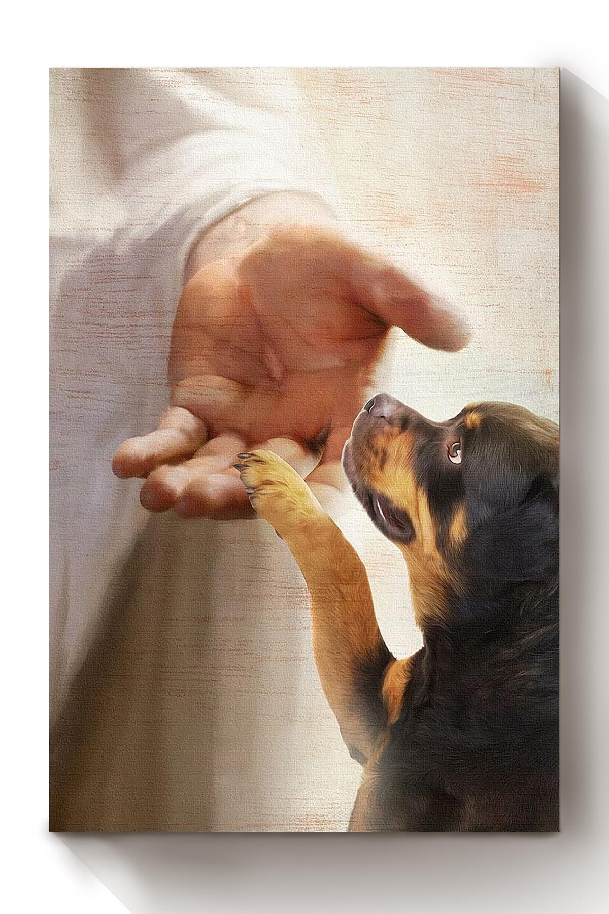 Puppy Take My Paw Christian Wall Art Gift For Dog Lover Canvas