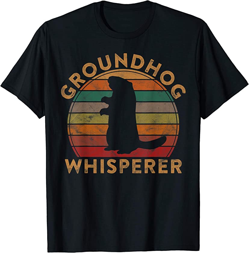 Vintage Groundhog Whisperer Silhouette Gift Ground Hog Day T-Shirt