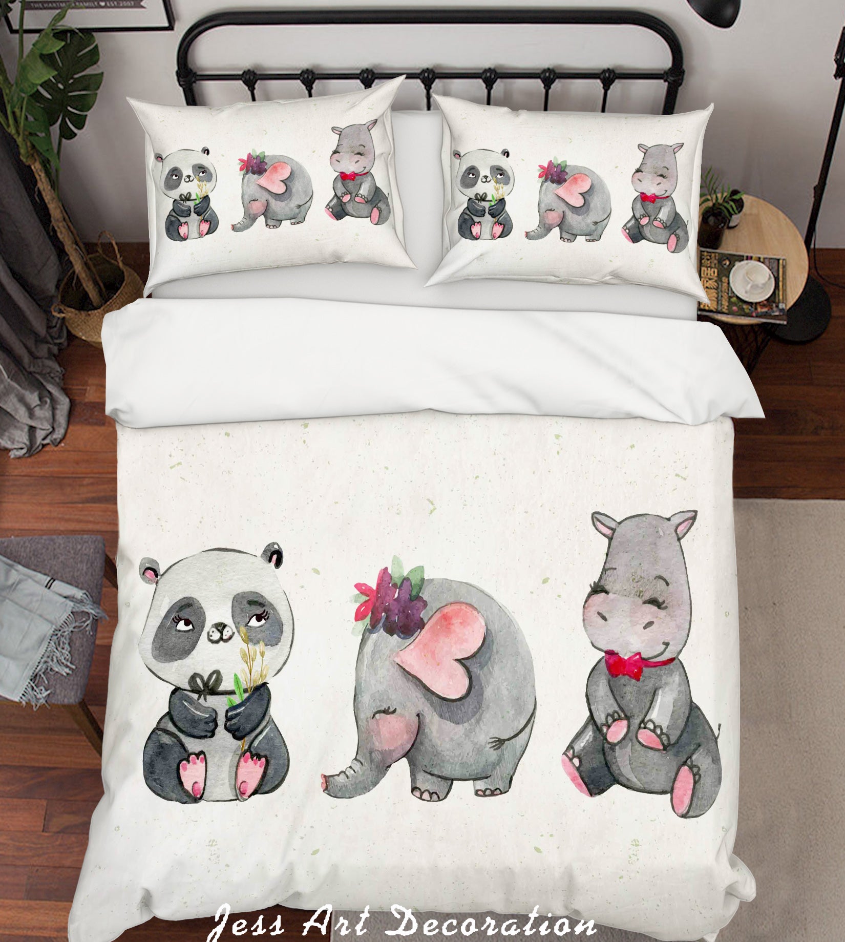 3D Elephant Panda Hippo Quilt Cover Set Bedding Set Pillowcases 87