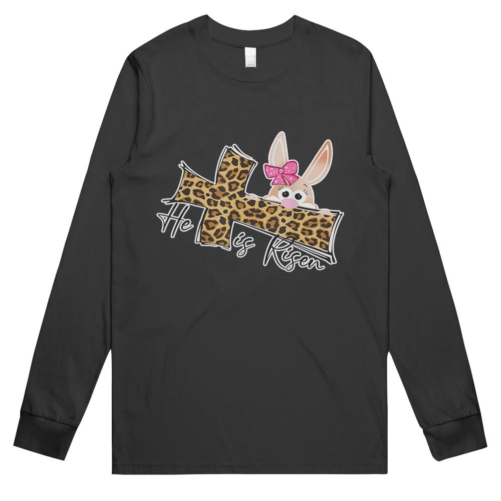 Easter For Christian Teen Girls Mom He Is Risen Leopard Long Sleeve T Shirts