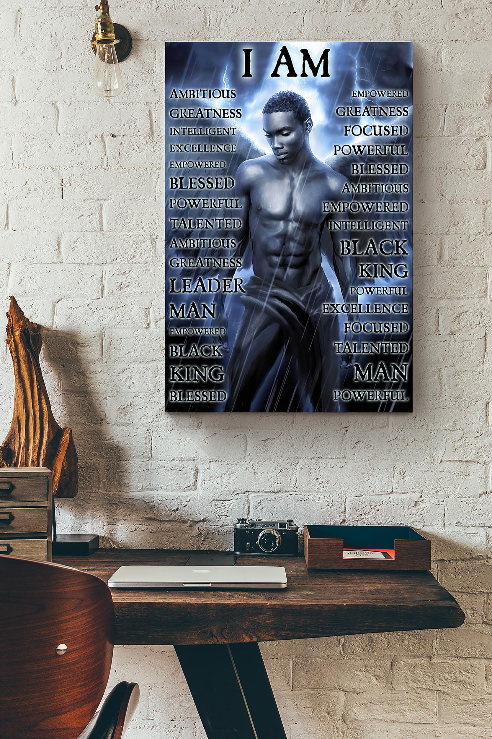 I Am Black King Blessed Talented Powerful Poster Wrapped Canvas