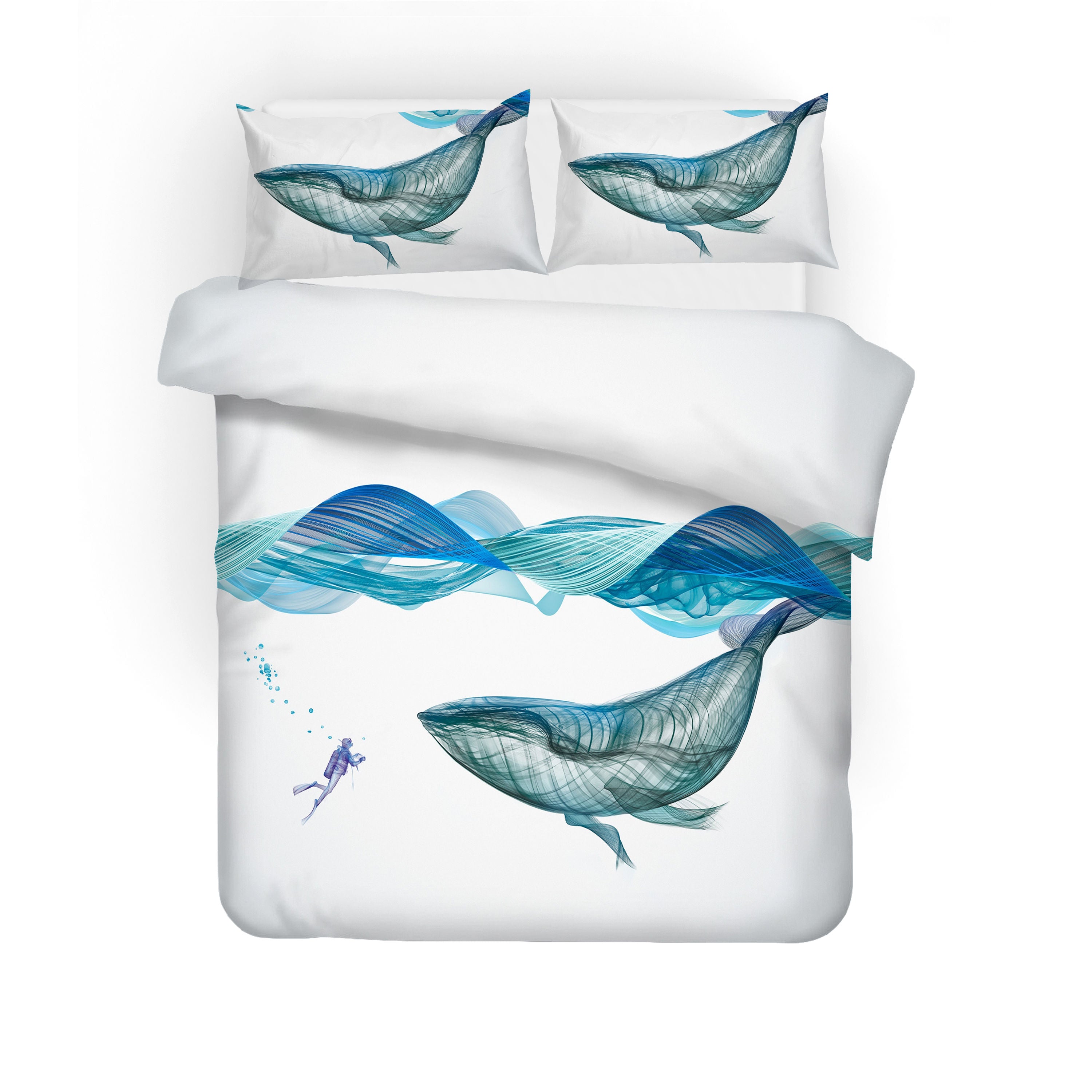 3D Hand Drawn Lines Whale Quilt Cover Set Bedding Set Duvet Cover Pillowcases Wj 1624