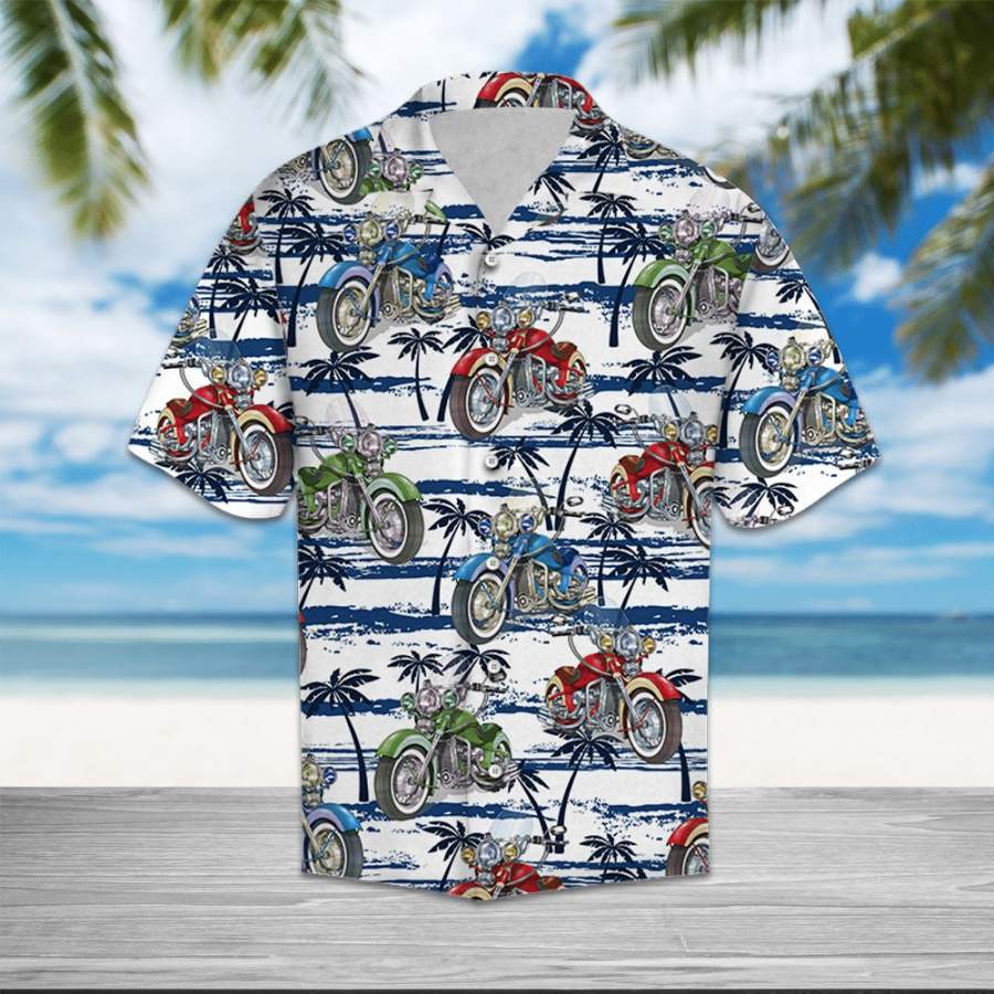 Motobike Palm Tree Hawaii Aloha Shirts Ha21276