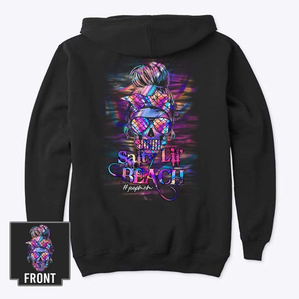 Colorful Mermaid Skull Jeep Mom Life Salty Lil’ Beach Hoodie 3D
