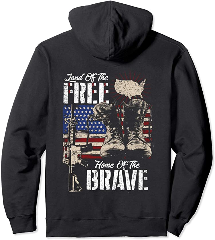 Vintage Land Of The Free Home Of The Brave U.S Army Veteran Pullover Hoodie