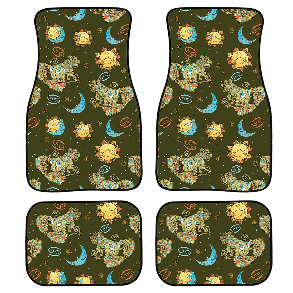 Cute Cartoon Cancer Pattern Print Front And Back Car Floor Mats, Front Car Mat