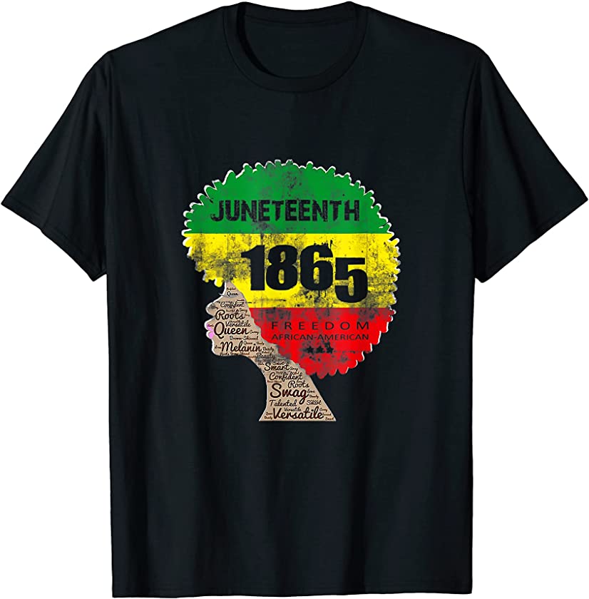 Juneteenth black queen with afro flag design T-Shirt