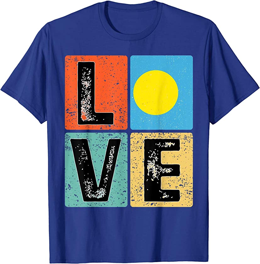 Vintage Retro I Love Palau Flag for Palauan Pride Gift T-Shirt