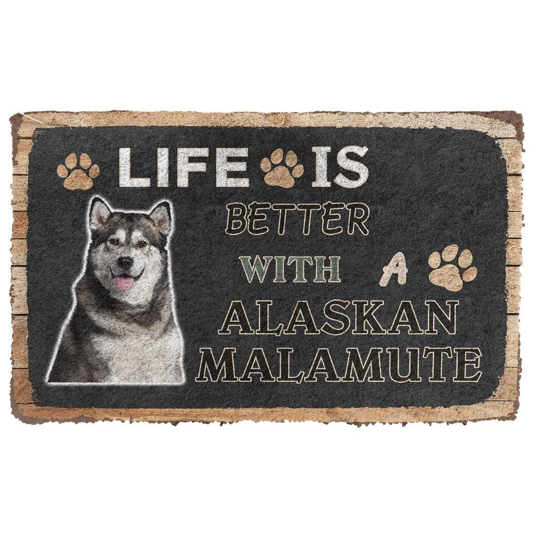 Gearhumans 3D Life Is Better With A Alaskan Malamute Custom Doormat