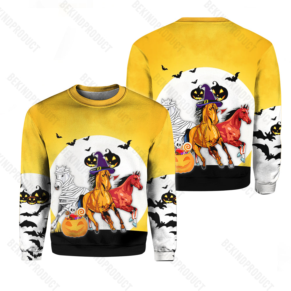 Halloween Horse Crewneck Sweatshirt All Over Print Sweatshirt For Women Sweatshirt For Men