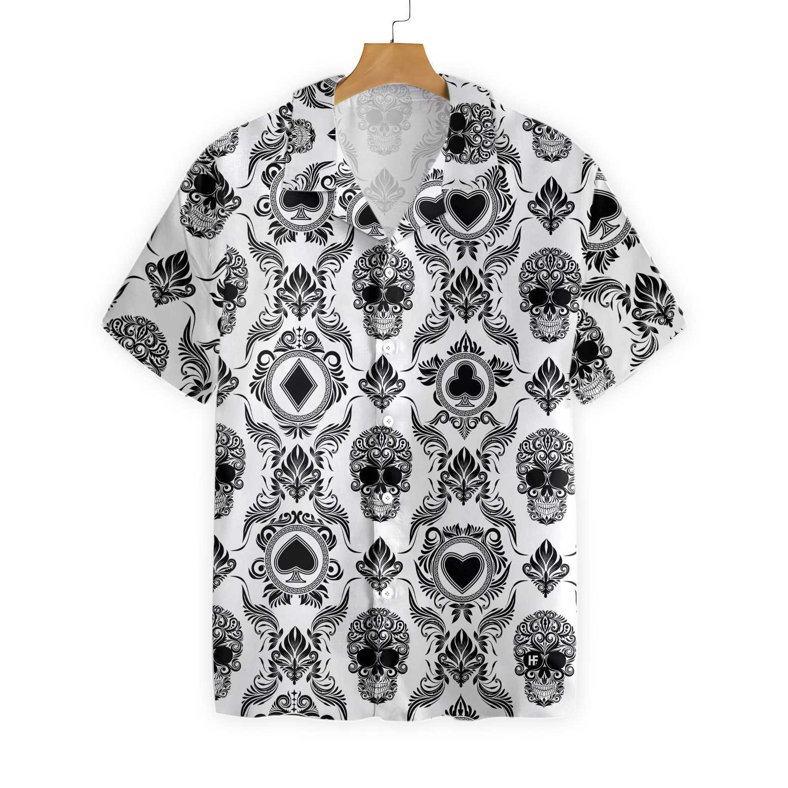 Casino And Black Skull Pattern 0801 Hawaii Shirt Ha67952