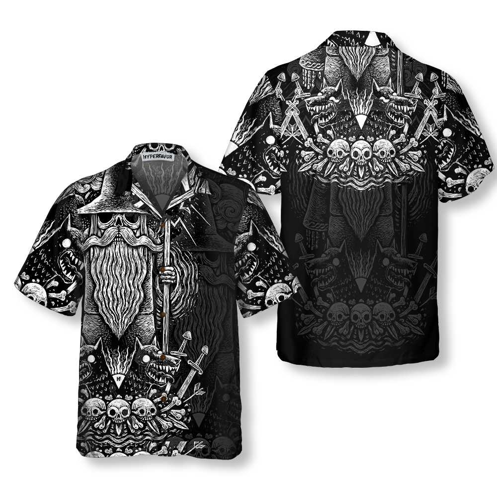 Viking God Odin Hawaii Black And White Norse Mythology Shirt Ha42873