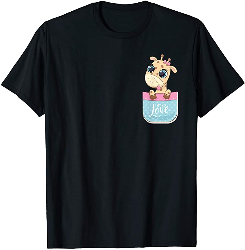 Pocket Giraffe Cute baby giraffe in pocket Animal Lover T-Shirt