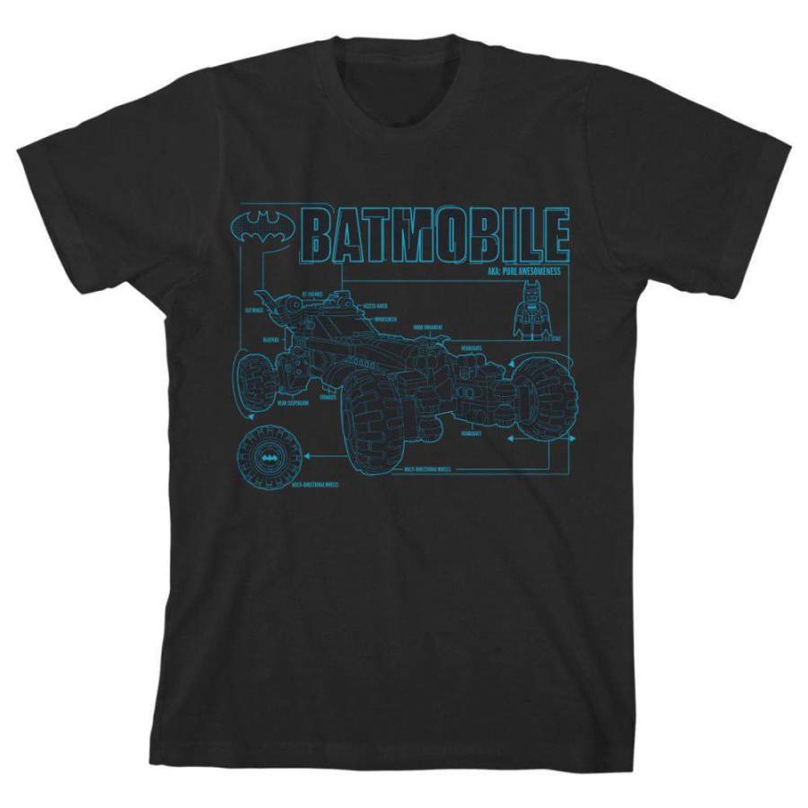 The Lego Batman Movie Batmobile Schematic Youth T-shirt